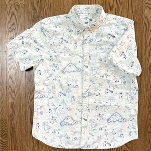 GAP Casual Off-White and Blue Patterned Shirt